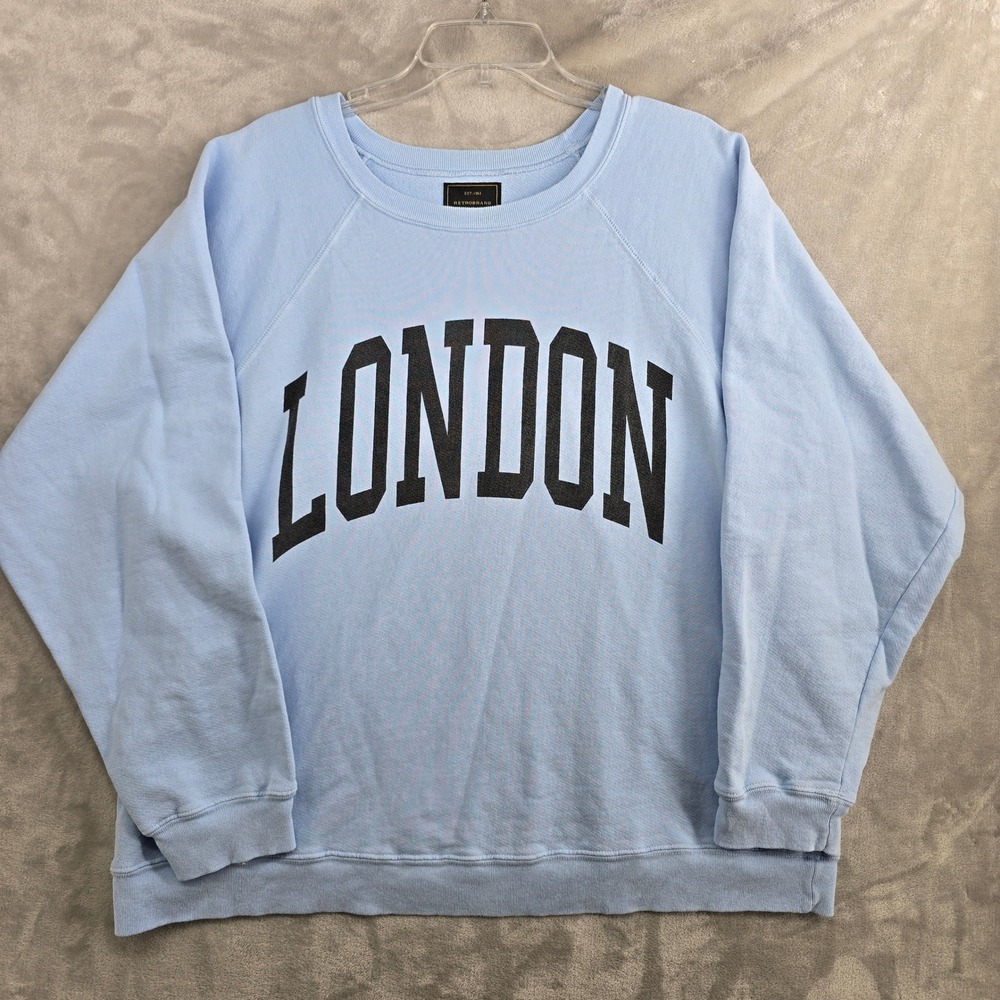 RETROBRAND LONDON Light Blue Graphic Sweatshirt Pullover Women's‎ Large